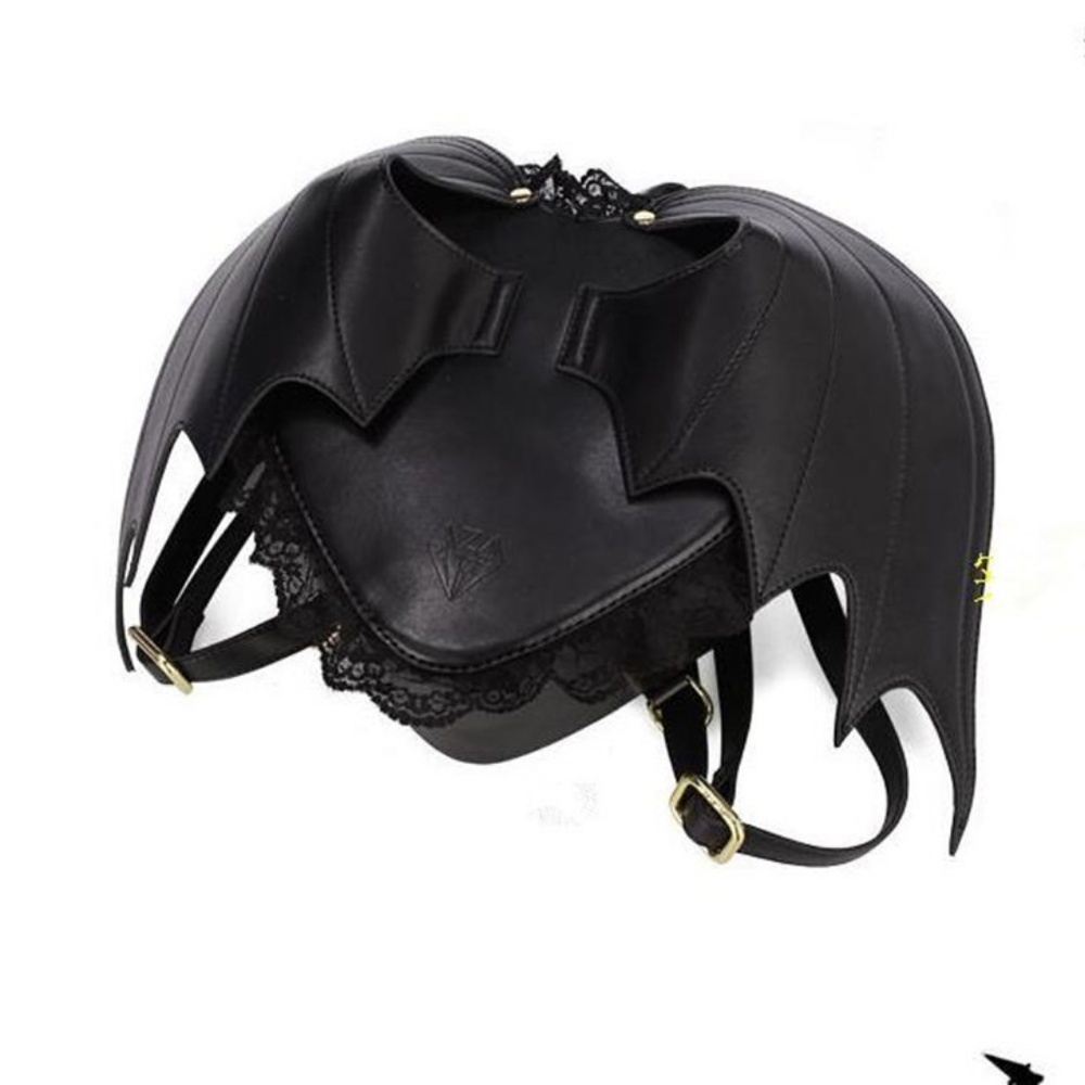 Winged Heart Backpack with Lace Trim - Picture 4 of 7